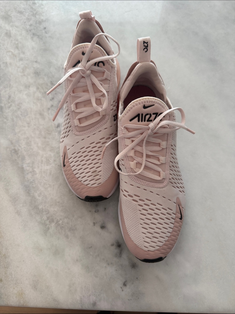 Nike Women's Air Max 270 React Sneakers in Light Pink with Black Swoosh - Picture 5 of 5